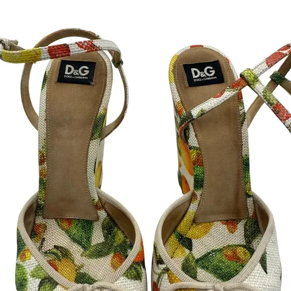 D&G Dolce & Gabbana Lemon Print Wedge Heels